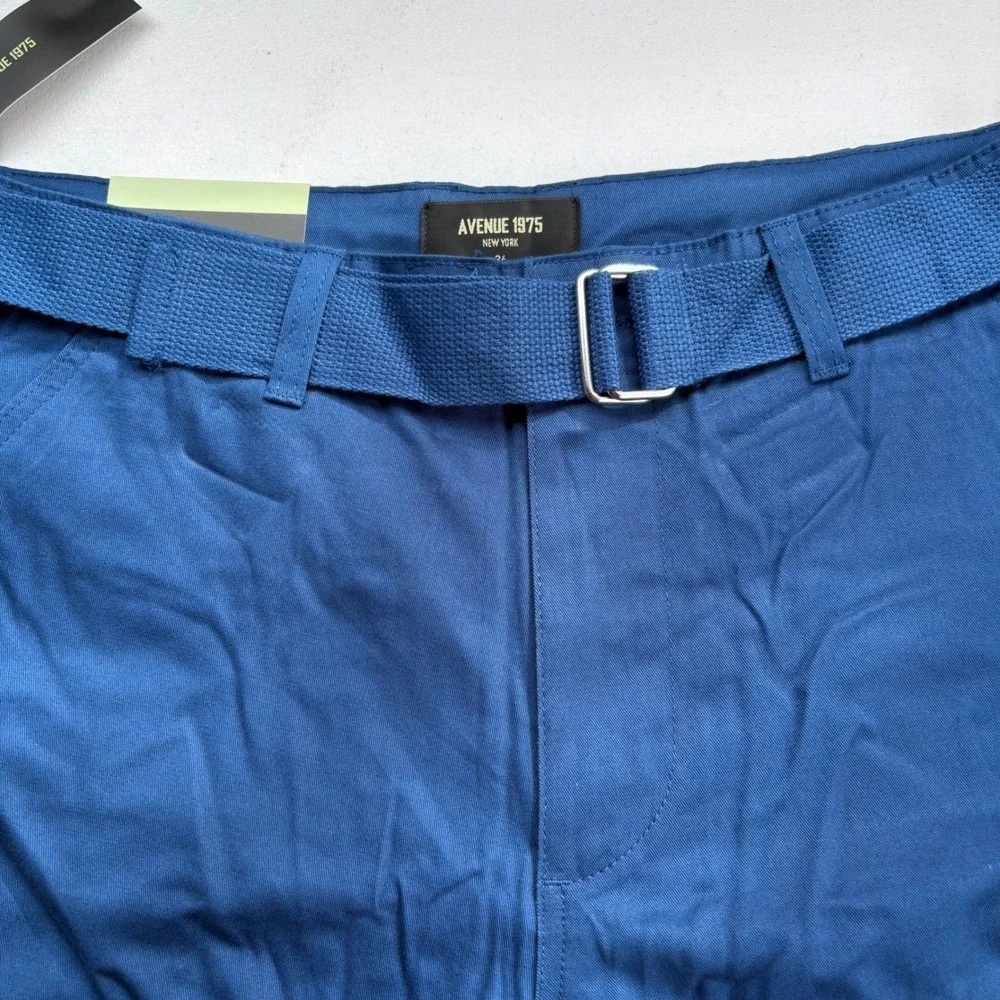 Avenue 1975 Mens Cargo Shorts Navy Blue Cotton Belted Size‎ 40 New